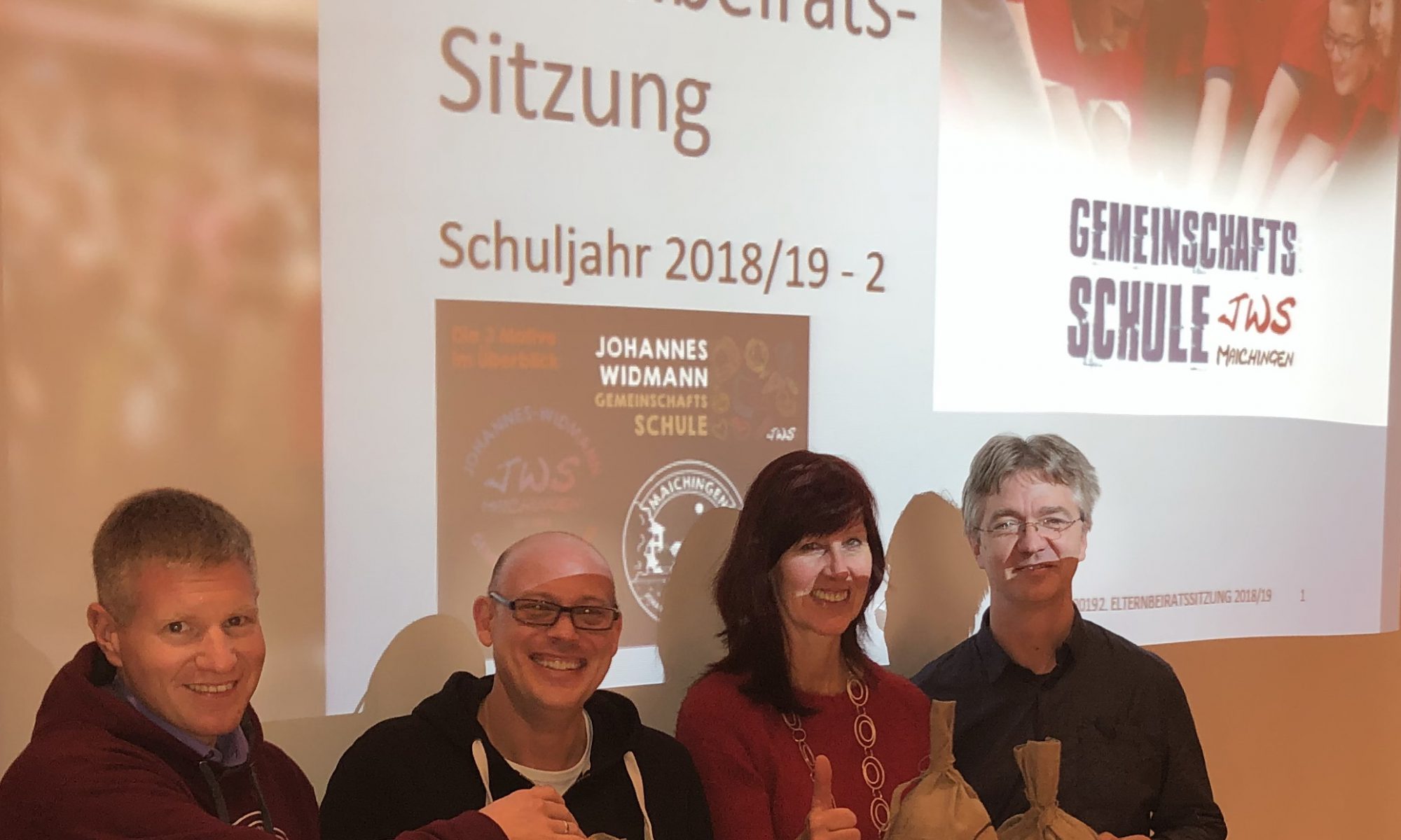 Spende an Förderverein „Schule Aktiv“ der Johannes-Widmann-Schule Maichingen (18.03.2019). (v.l.n.r.: Ulrich Martens, Alexander Döttling, Konrektorin Sabine Lalla, Schulsozialarbeiter Thoralf Stöhrer)